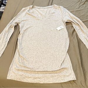 Maternity Gray V-Neck Long Sleeve Tunic-Style Women's Top, Size M